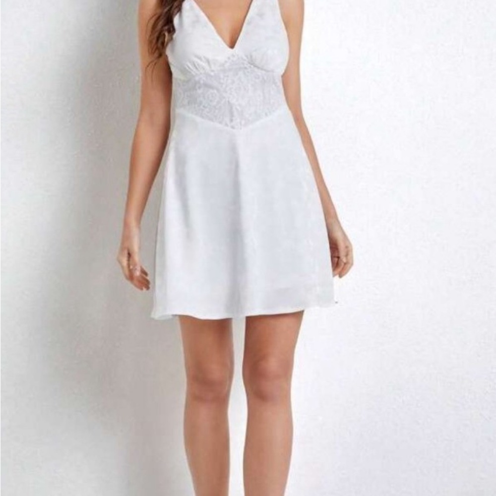 SHEIN White Lace Detail Slip Dress
